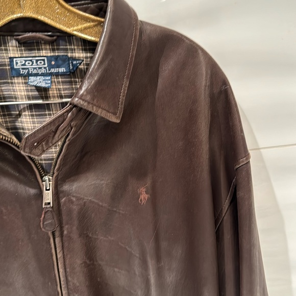 Vintage Polo Ralph Lauren Bomber Jacket Coat Brown Soft Leather - Picture 4 of 10